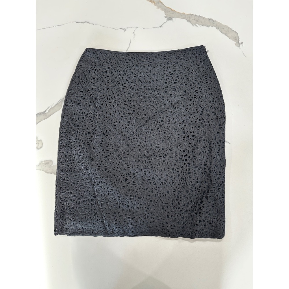 Vtg Cynthia‎ Steffe Black Lace Sheath Skirt Size 4 Knee Length Wool